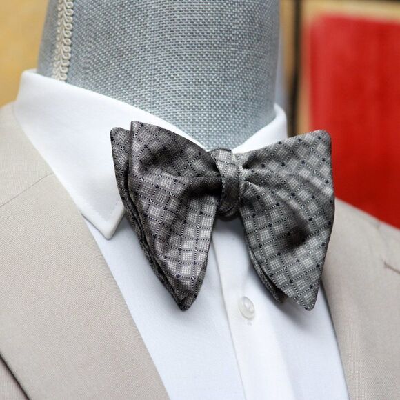 Men's Self-tied Bow Tie 100%Silk Big Butterfly Grey Ornament S661 - Picture 8 of 16